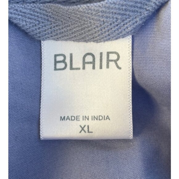 Size XL Sleeveless Light Blue Utility Vest Zip Pockets Snap Button 100% Cotton - Picture 5 of 10